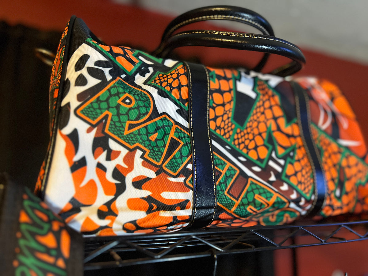 Canvas FAMU Rattler style Waterproof Travel Bag (18.62 inch x 9.85 inch/"16.14 inch with Handles" x 8.56 inch)