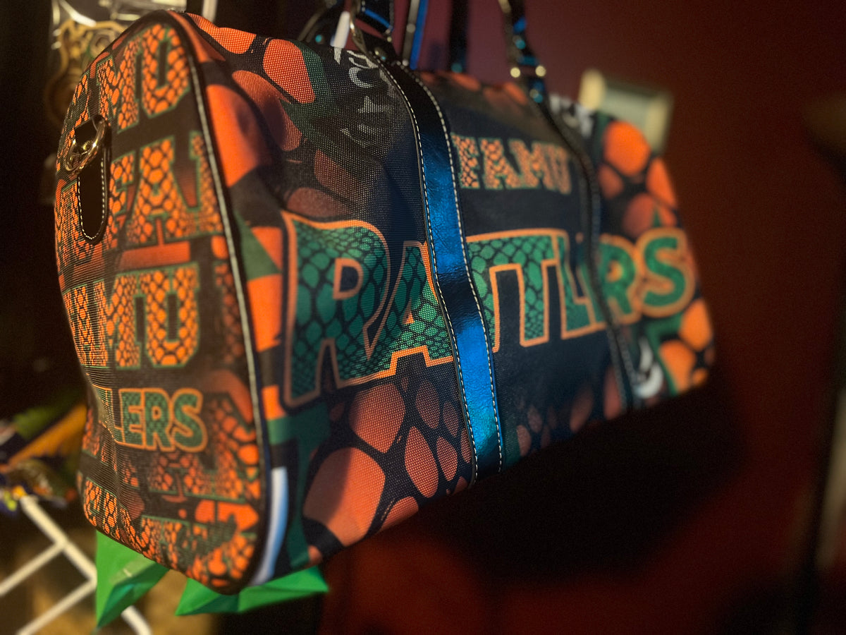 Canvas FAMU Rattler style Waterproof Travel Bag (18.62 inch x 9.85 inch/"16.14 inch with Handles" x 8.56 inch)