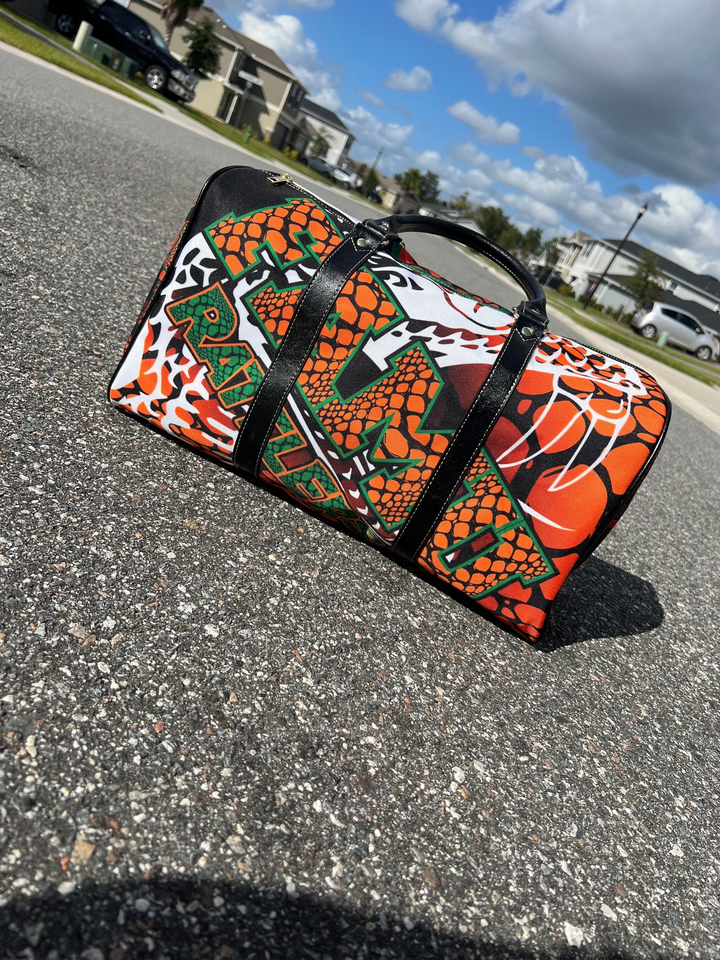 Canvas FAMU Rattler style Waterproof Travel Bag (18.62 inch x 9.85 inch/"16.14 inch with Handles" x 8.56 inch)