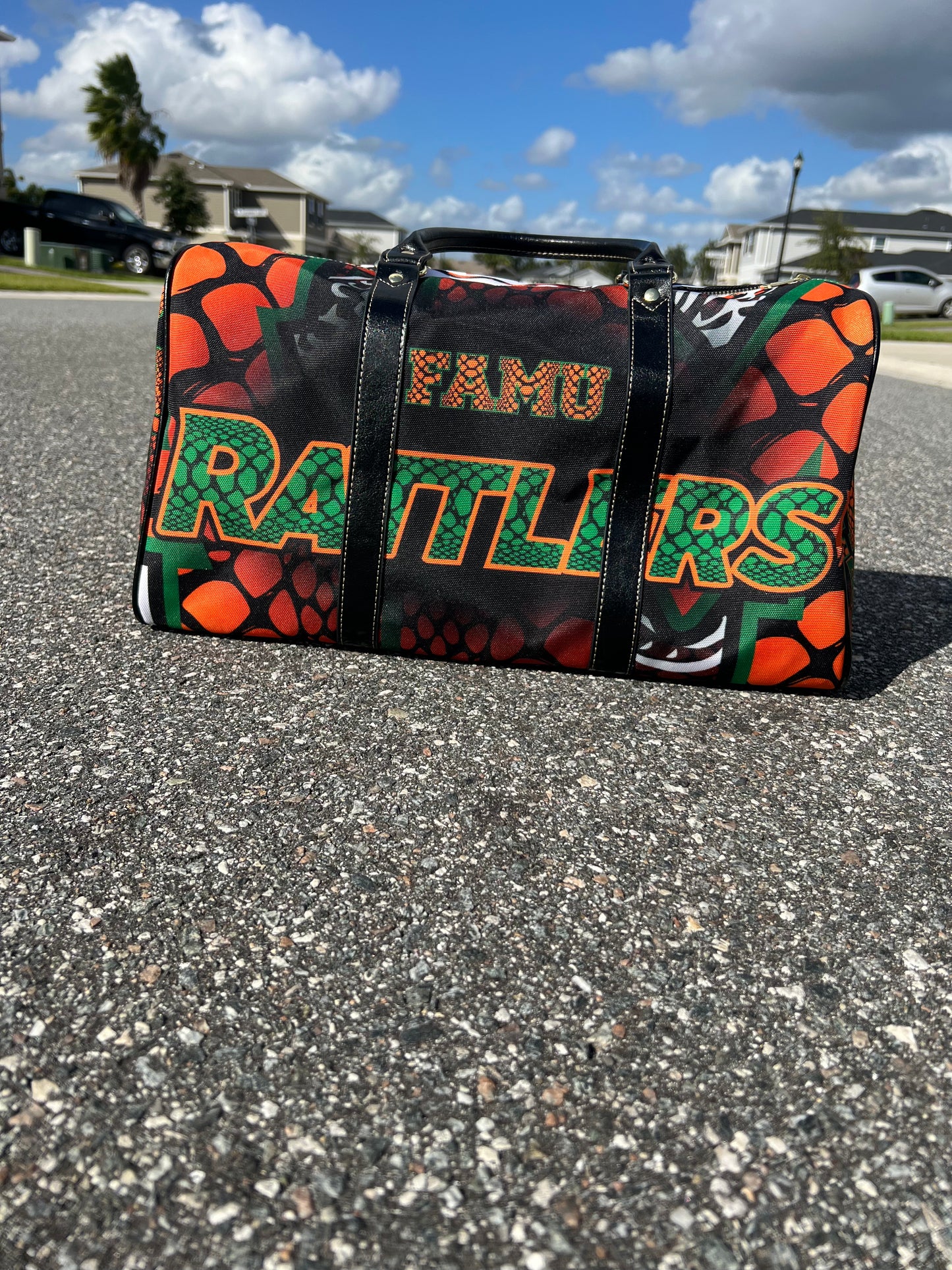 Canvas FAMU Rattler style Waterproof Travel Bag (18.62 inch x 9.85 inch/"16.14 inch with Handles" x 8.56 inch)