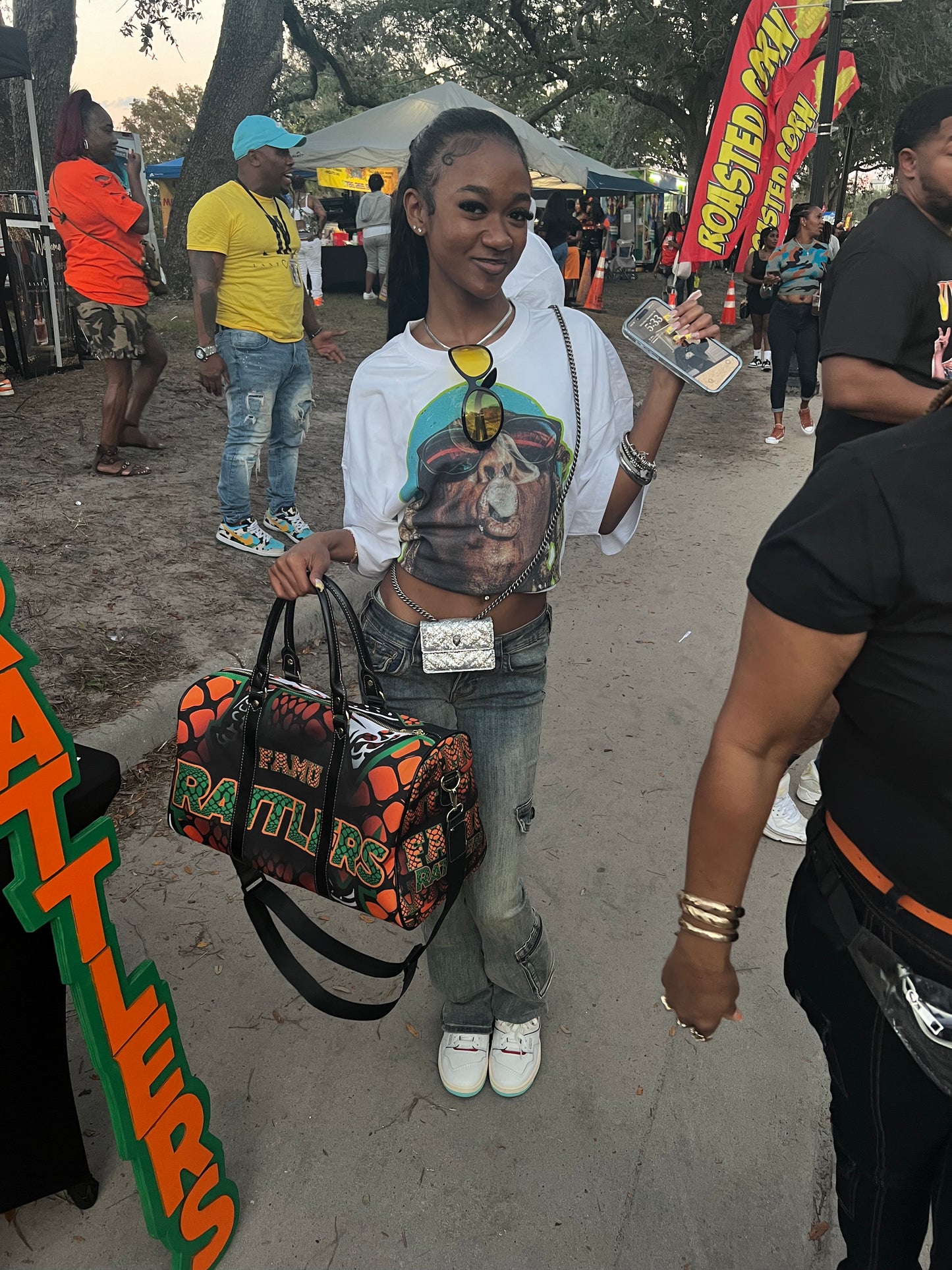 Canvas FAMU Rattler style Waterproof Travel Bag (18.62 inch x 9.85 inch/"16.14 inch with Handles" x 8.56 inch)